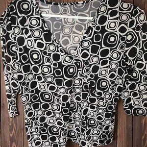 Geometric Black and White Women's Top